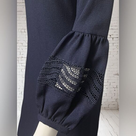 Karl Lagerfeld Navy Balloon Sleeve Mini Shift - Picture 3 of 8